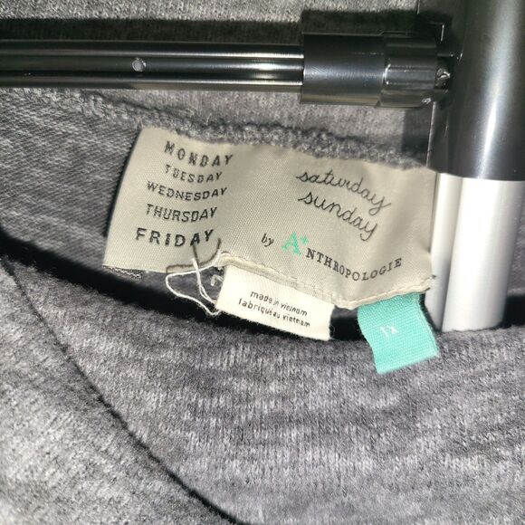 Monday Tuesday Wednesday Anthropologie Sweater Dress 1X Gray Cowl Neck Raw Edge - Picture 2 of 3